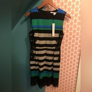 NWT DVF black dress with lace, size 4